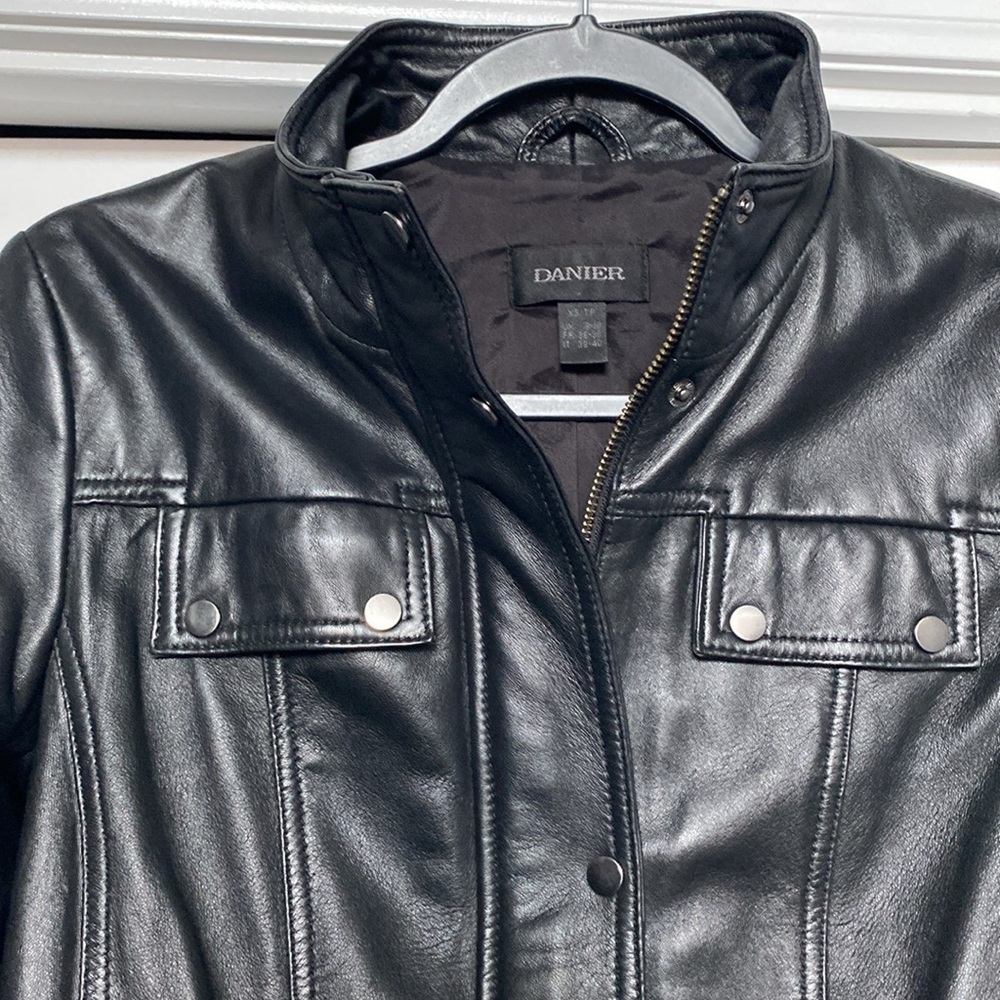 Danier Black Leather Jacket, EUC , XS